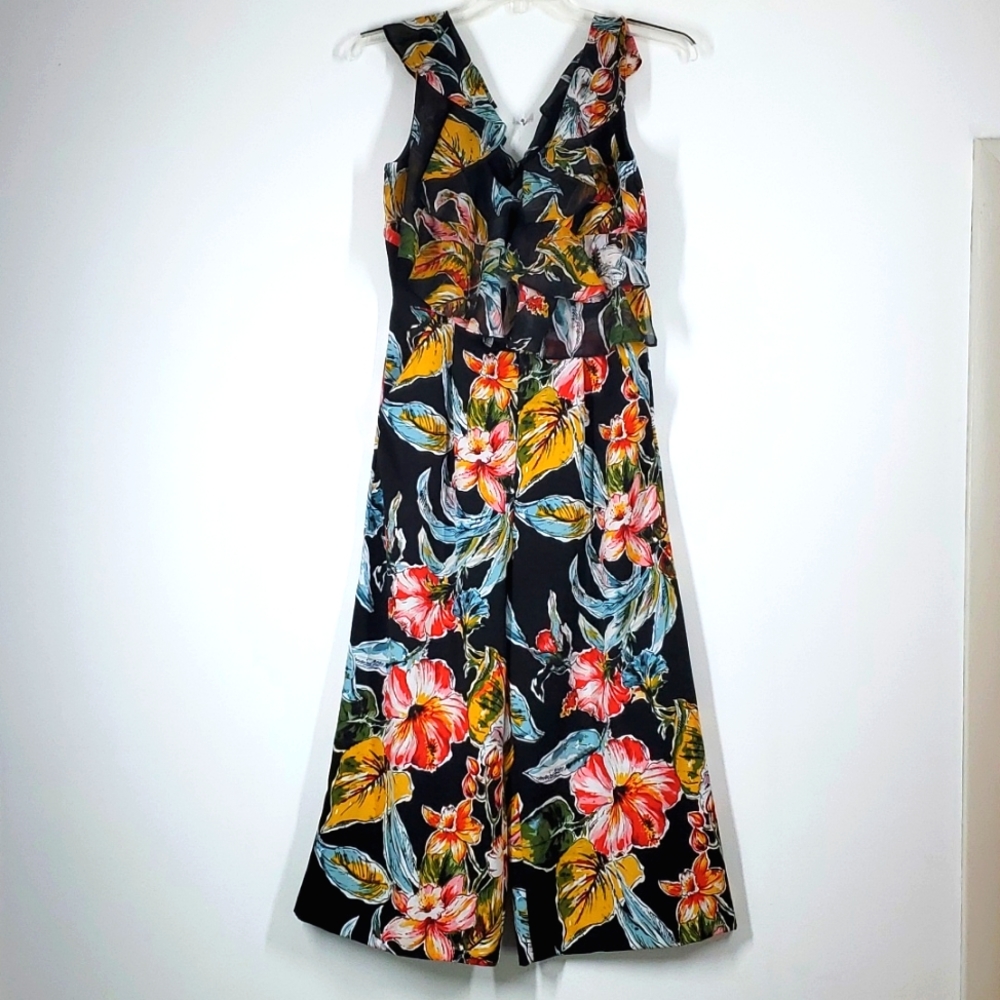 ALEX MARIE Miranda Floral Cropped Wide Leg Jumpsuit 8 NWOT